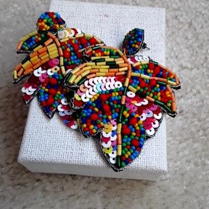 Multicoloured bided earrings